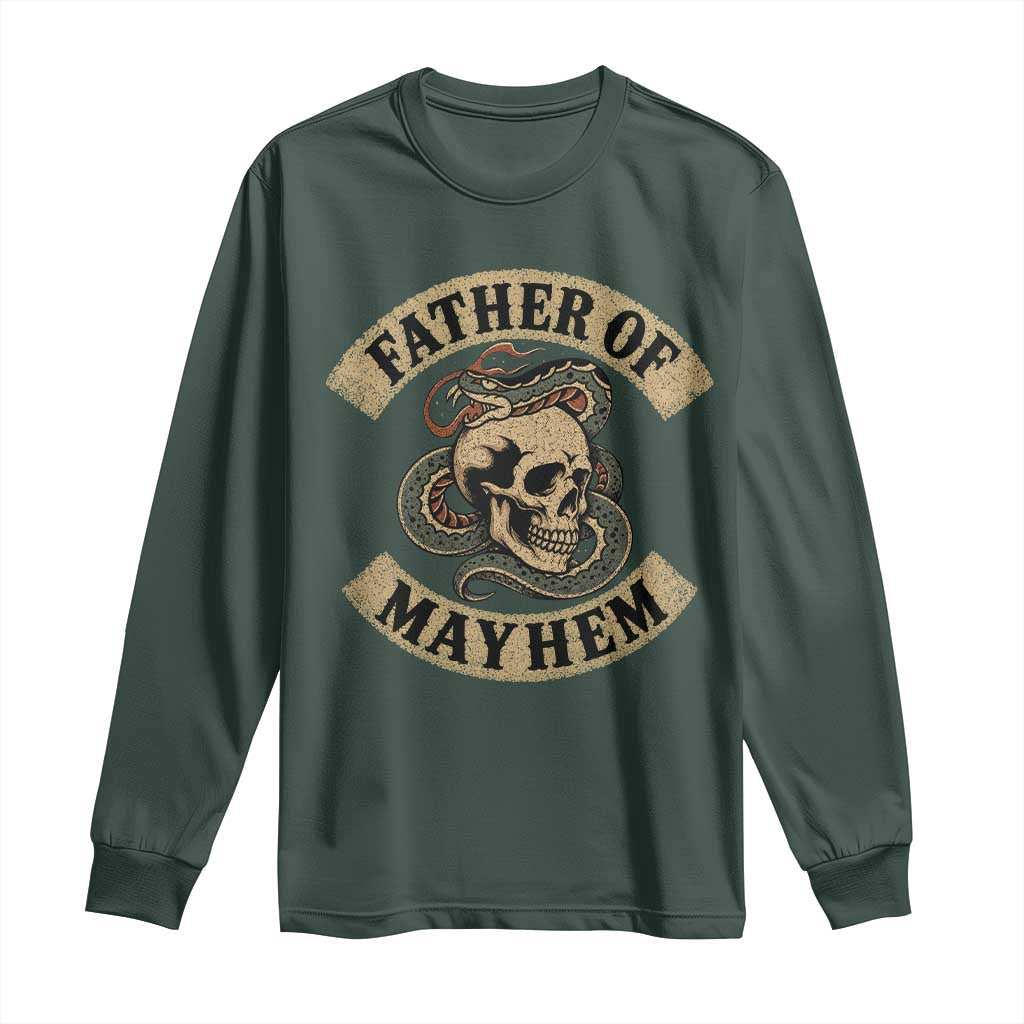 Father Of Mayhem Long Sleeve Shirt Dad Snake Skull Fathers Day TS11 Dark Forest Green Print Your Wear