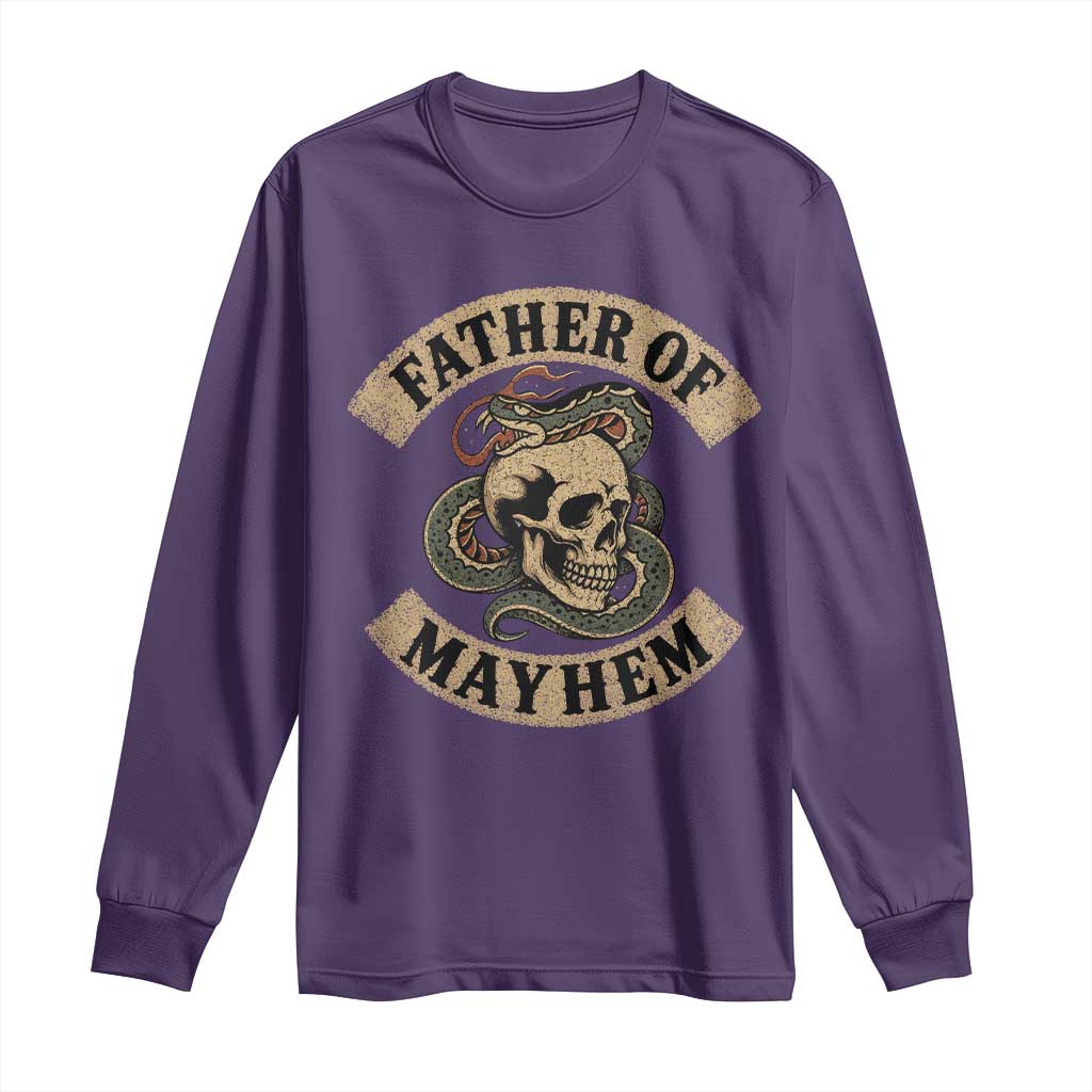 Father Of Mayhem Long Sleeve Shirt Dad Snake Skull Fathers Day TS11 Purple Print Your Wear