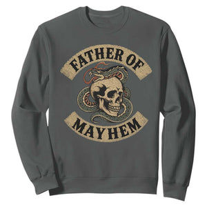 Father Of Mayhem Sweatshirt Dad Snake Skull Fathers Day TS11 Dark Heather Print Your Wear