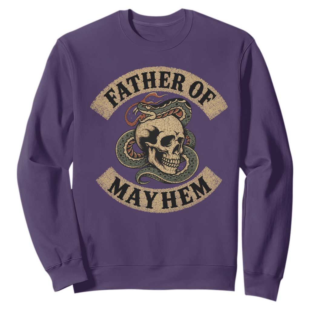 Father Of Mayhem Sweatshirt Dad Snake Skull Fathers Day TS11 Purple Print Your Wear