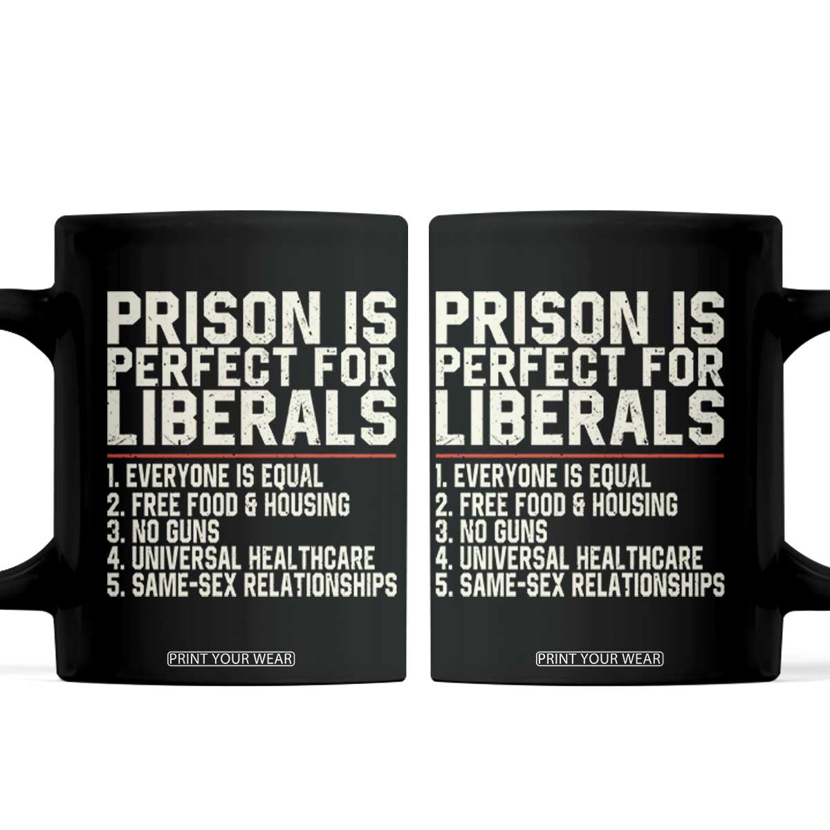 Prison Is Perfect For Liberals Coffee Mug Funny Anti Liberal Political Quote TS11 Black Print Your Wear
