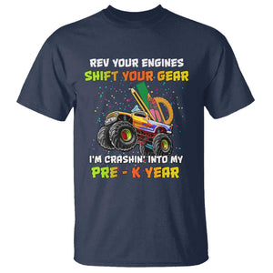 Back To School T Shirt Rev Your Engines Shift Your Gear I'm Crashin' Into My Pre - K Year TS11 Navy Print Your Wear