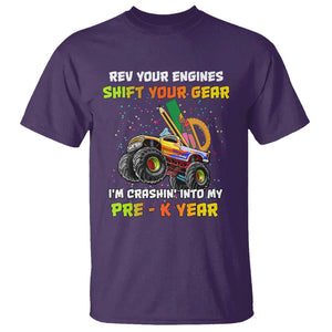 Back To School T Shirt Rev Your Engines Shift Your Gear I'm Crashin' Into My Pre - K Year TS11 Purple Print Your Wear