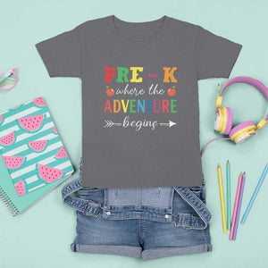 Back To School T Shirt For Kid Pre-K Where The Adventure Begins Apple Arrow TS11 Charcoal Print Your Wear