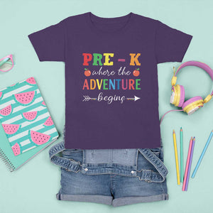 Back To School T Shirt For Kid Pre-K Where The Adventure Begins Apple Arrow TS11 Purple Print Your Wear