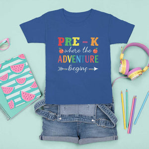 Back To School T Shirt For Kid Pre-K Where The Adventure Begins Apple Arrow TS11 Royal Blue Print Your Wear