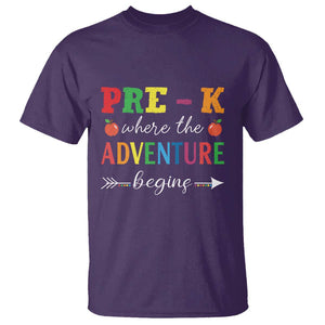 Back To School T Shirt Pre-K Where The Adventure Begins Apple Arrow TS11 Purple Print Your Wear