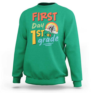 Back To School Sweatshirt First Day Of 1st Grade Rainbow TS11 Irish Green Print Your Wear