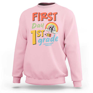 Back To School Sweatshirt First Day Of 1st Grade Rainbow TS11 Light Pink Print Your Wear