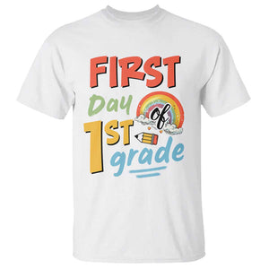 Back To School T Shirt First Day Of 1st Grade Rainbow TS11 White Print Your Wear