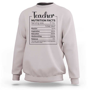 Funny Teacher Sweatshirt Nutrition Facts Back To School TS11 Ice Gray Print Your Wear