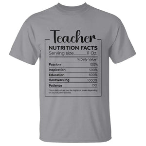 Funny Teacher T Shirt Nutrition Facts Back To School TS11 Sport Gray Print Your Wear
