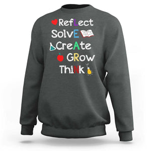 Back To School Sweatshirt Learn Motivation Quote Apple Book TS11 Dark Heather Print Your Wear