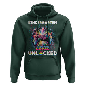 Kindergarten Level Unlocked Hoodie Back To School Game Console TS11 Dark Forest Green Print Your Wear