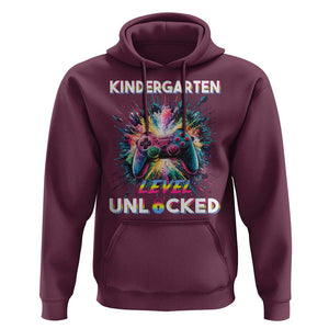 Kindergarten Level Unlocked Hoodie Back To School Game Console TS11 Maroon Print Your Wear