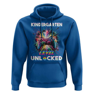 Kindergarten Level Unlocked Hoodie Back To School Game Console TS11 Royal Blue Print Your Wear