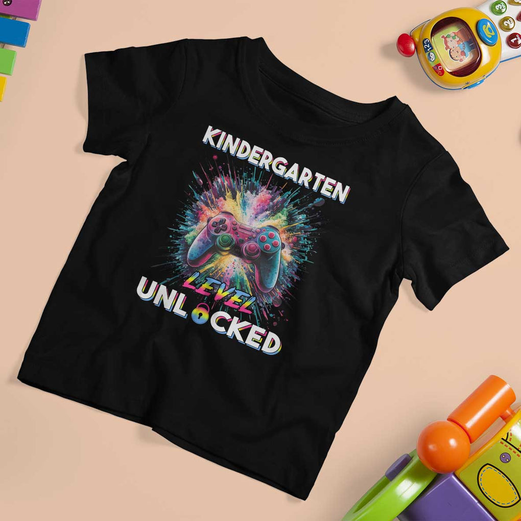 Kindergarten Level Unlocked T Shirt For Kid Back To School Game Console TS11 Black Print Your Wear