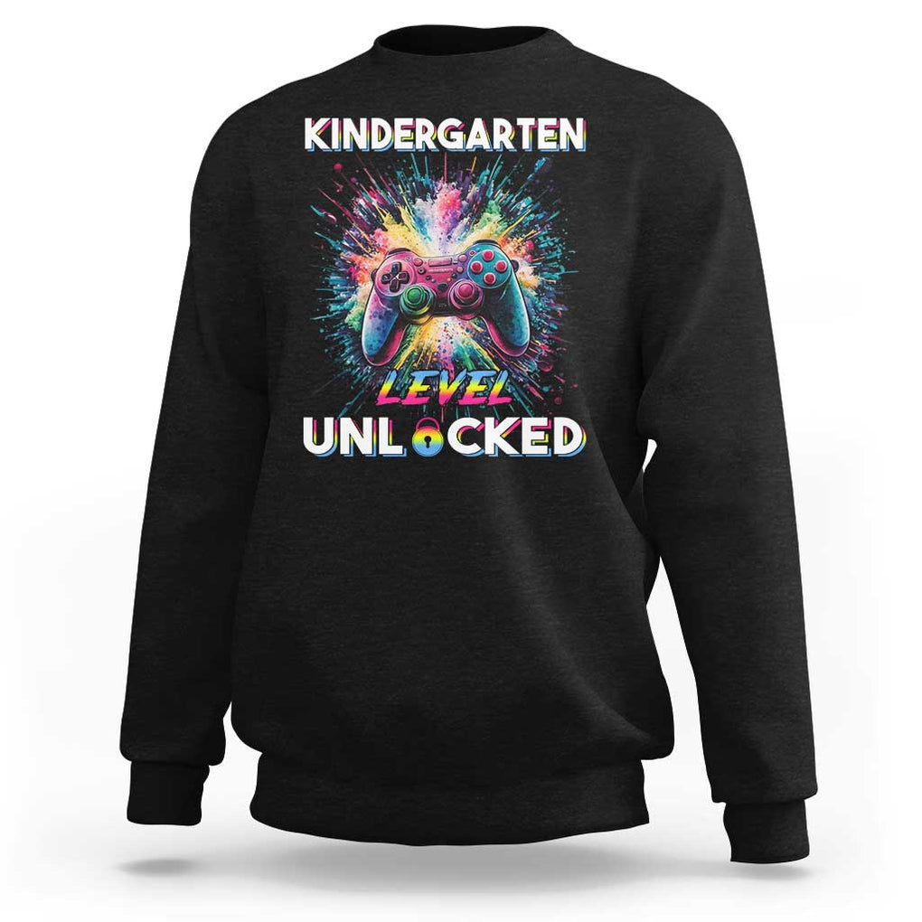 Kindergarten Level Unlocked Sweatshirt Back To School Game Console TS11 Black Print Your Wear