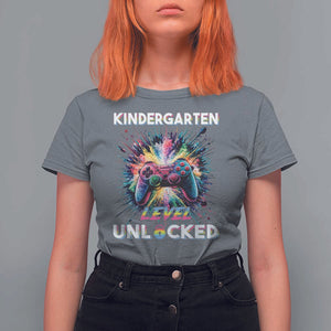 Kindergarten Level Unlocked T Shirt For Women Back To School Game Console TS11 Charcoal Print Your Wear