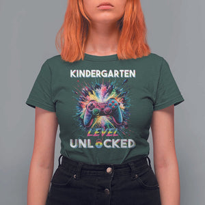 Kindergarten Level Unlocked T Shirt For Women Back To School Game Console TS11 Dark Forest Green Print Your Wear