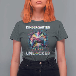 Kindergarten Level Unlocked T Shirt For Women Back To School Game Console TS11 Dark Heather Print Your Wear