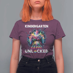 Kindergarten Level Unlocked T Shirt For Women Back To School Game Console TS11 Maroon Print Your Wear