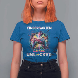 Kindergarten Level Unlocked T Shirt For Women Back To School Game Console TS11 Royal Blue Print Your Wear