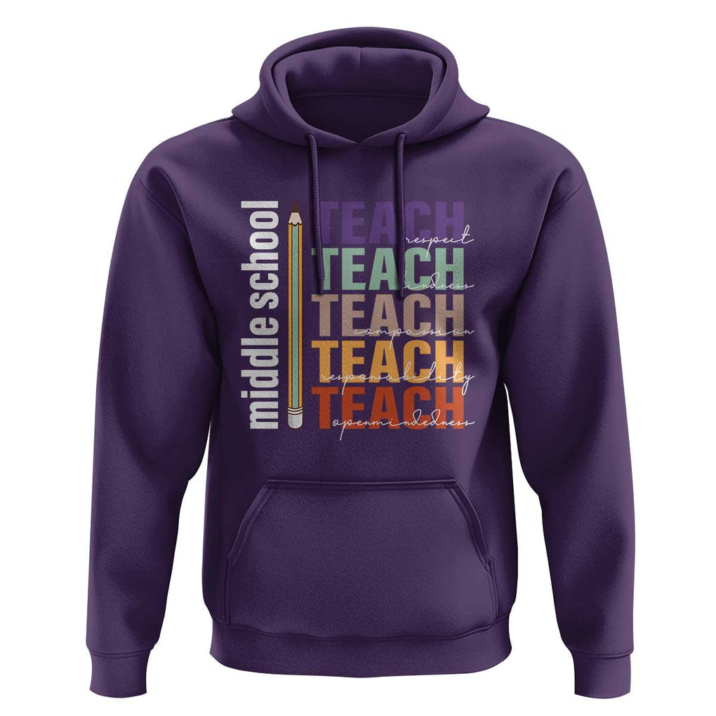 Teacher Hoodie Middle School Teach Back To School Pencil TS11 Purple Print Your Wear