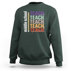 Teacher Sweatshirt Middle School Teach Back To School Pencil TS11 Dark Forest Green Print Your Wear