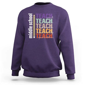 Teacher Sweatshirt Middle School Teach Back To School Pencil TS11 Purple Print Your Wear