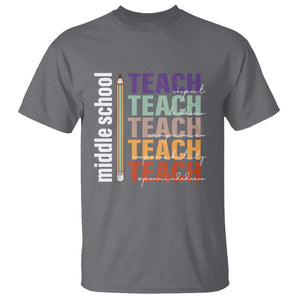 Teacher T Shirt Middle School Teach Back To School Pencil TS11 Charcoal Print Your Wear