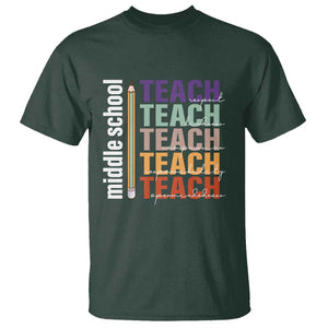 Teacher T Shirt Middle School Teach Back To School Pencil TS11 Dark Forest Green Print Your Wear