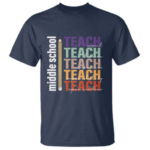 Teacher T Shirt Middle School Teach Back To School Pencil TS11 Navy Print Your Wear