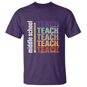 Teacher T Shirt Middle School Teach Back To School Pencil TS11 Purple Print Your Wear