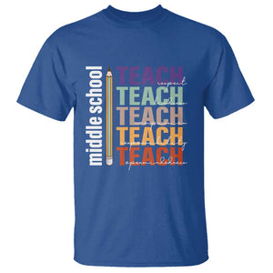 Teacher T Shirt Middle School Teach Back To School Pencil TS11 Royal Blue Print Your Wear