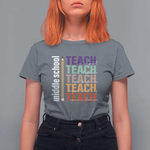 Teacher T Shirt For Women Middle School Teach Back To School Pencil TS11 Charcoal Print Your Wear