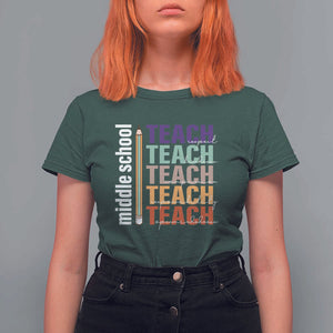 Teacher T Shirt For Women Middle School Teach Back To School Pencil TS11 Dark Forest Green Print Your Wear