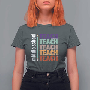 Teacher T Shirt For Women Middle School Teach Back To School Pencil TS11 Dark Heather Print Your Wear