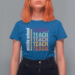 Teacher T Shirt For Women Middle School Teach Back To School Pencil TS11 Royal Blue Print Your Wear