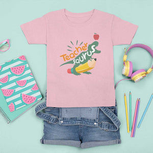 Teacher Saurus T Shirt For Kid Back To School Dinosaur Pencil TS11 Light Pink Print Your Wear