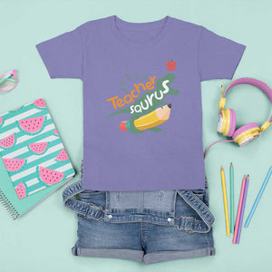 Teacher Saurus T Shirt For Kid Back To School Dinosaur Pencil TS11 Violet Print Your Wear