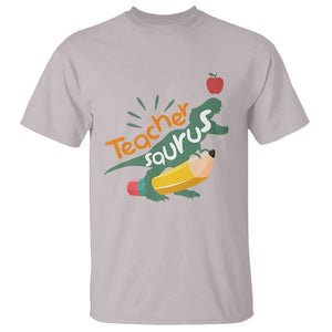 Teacher Saurus T Shirt Back To School Dinosaur Pencil TS11 Ice Gray Print Your Wear