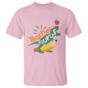 Teacher Saurus T Shirt Back To School Dinosaur Pencil TS11 Light Pink Print Your Wear