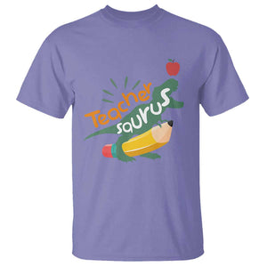 Teacher Saurus T Shirt Back To School Dinosaur Pencil TS11 Violet Print Your Wear