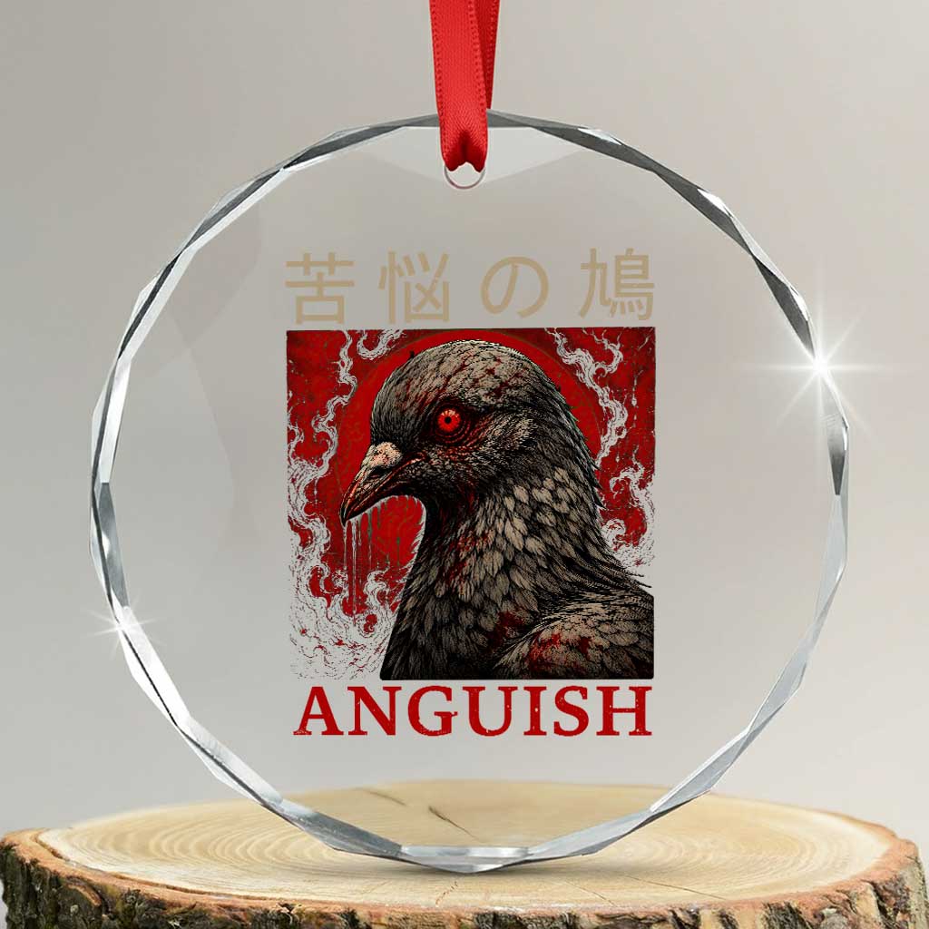 Anguish Pigeon Japanese Poster Graphic Crystal Glass Ornament Funny Horror Bird