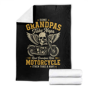 Some Grandpas Take Naps Real Grandpas Ride Motorcycle Then Take Nap Throw Blanket Funny Grandpa Biker TS11 Black Print Your Wear