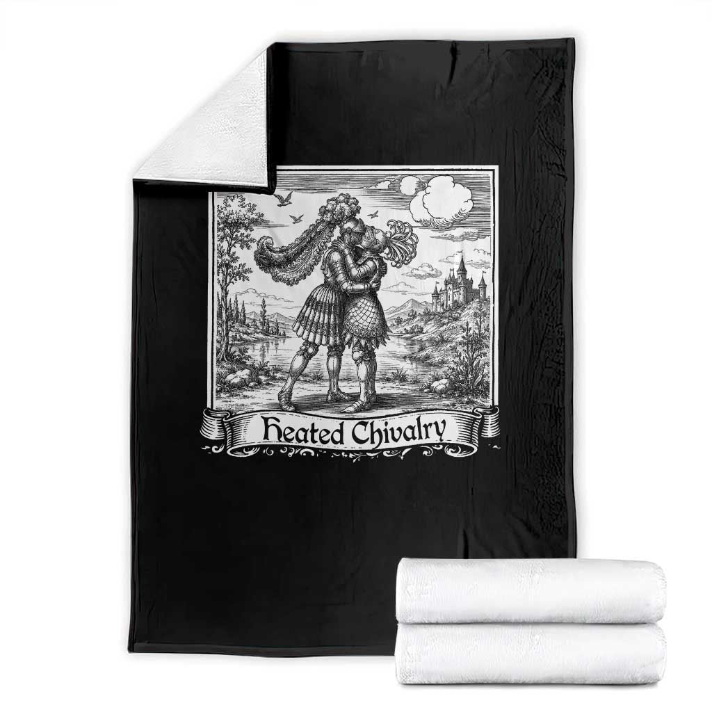Heated Chivalry Medieval Knights Kissing LGBT Pride Throw Blanket TS11 Black Print Your Wear