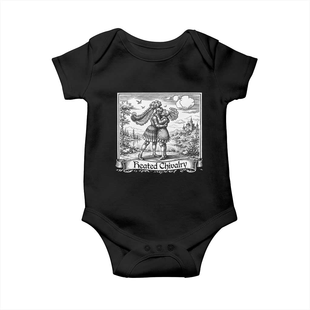 Heated Chivalry Medieval Knights Kissing LGBT Pride Baby Onesie TS11 Black Print Your Wear