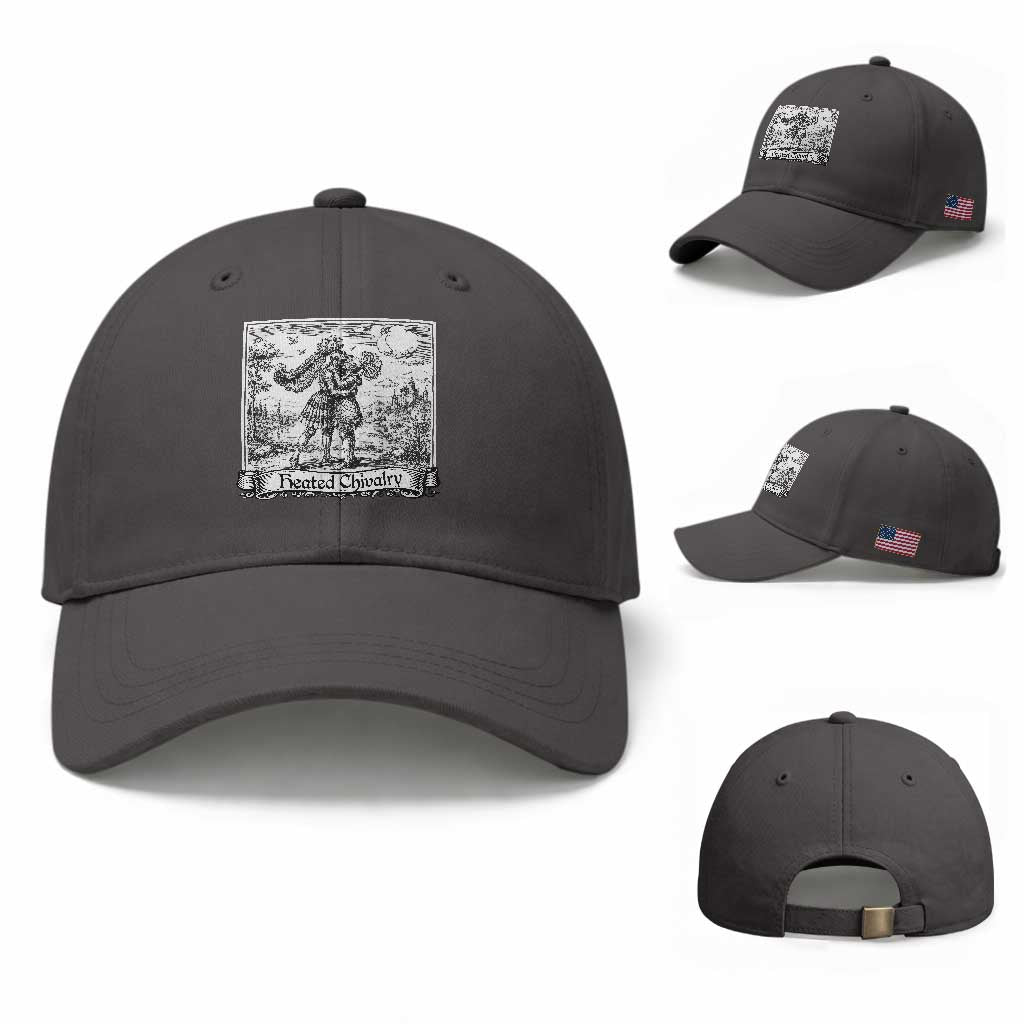 Heated Chivalry Medieval Knights Kissing LGBT Pride Baseball Cap TS11 Baseball Cap Universal Fit Dark Gray Print Your Wear