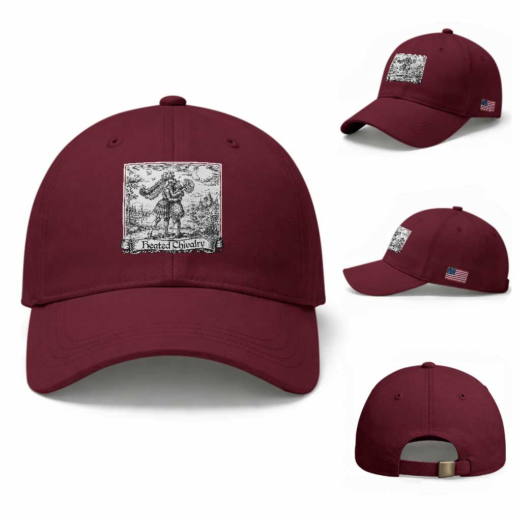 Heated Chivalry Medieval Knights Kissing LGBT Pride Baseball Cap TS11 Baseball Cap Universal Fit Maroon Print Your Wear